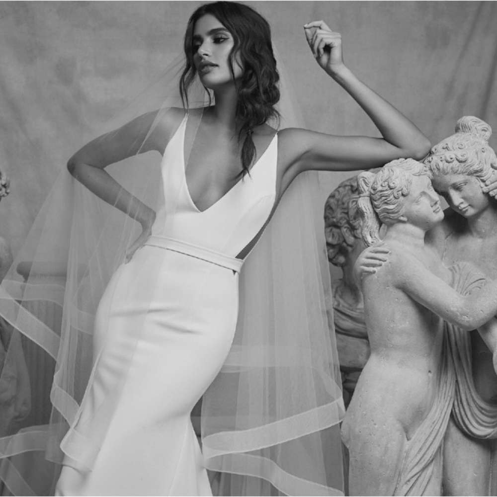Sarah Seven Giovanna gown- perfect condition. Recently dry-cleaned and free veil
